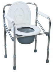 Chrome Steel Folding Hospital Commode Chair