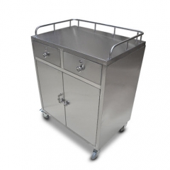 stainless steel Anesthesia medical trolley cart two drawer two doors