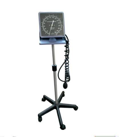 Movable mechanical blood pressure gauge/stand can be raised and lowered