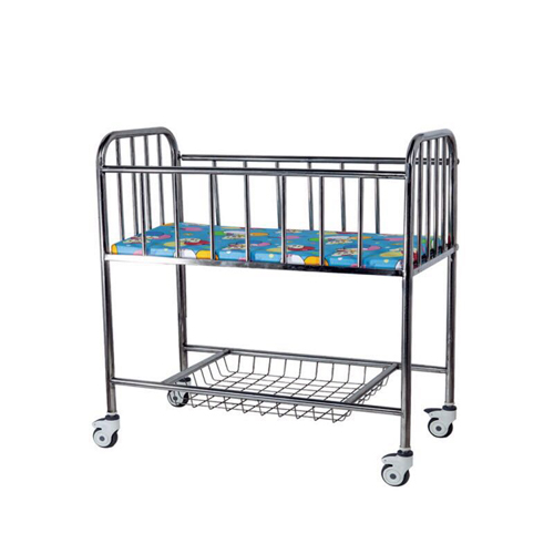 Stainless steel Baby Bed with mattress-0