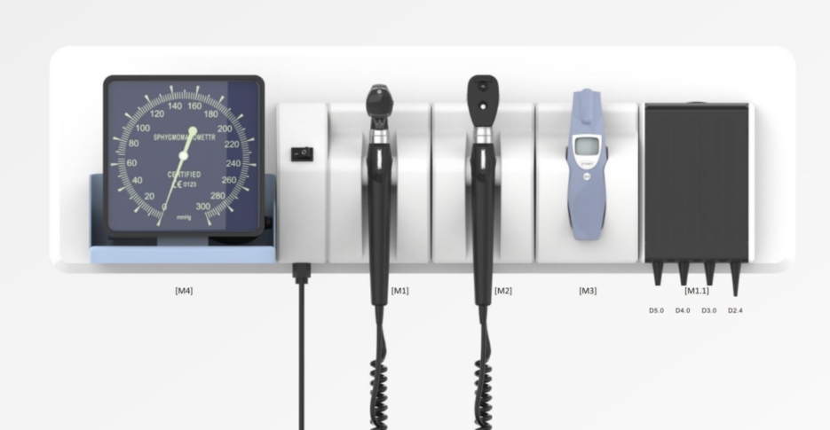 Integrated wall-mounted diagnostic station for ENT instruments