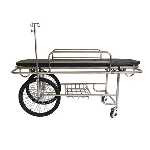 Stainless Steel Patient Stretcher With 2 big Wheels-0