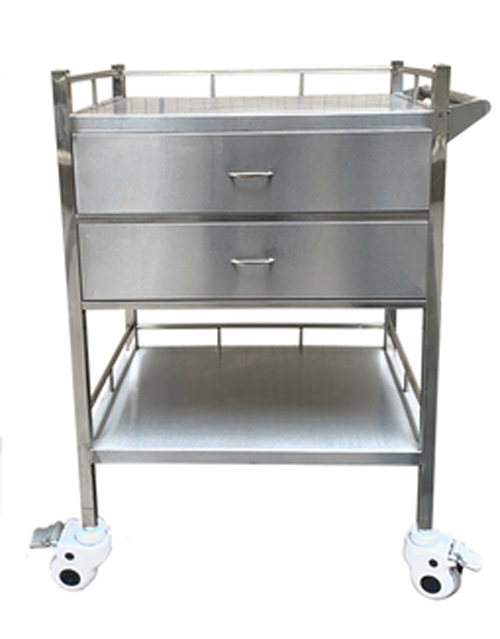 stainless steel  Send Medicine Trolley(Two Drawer)-0