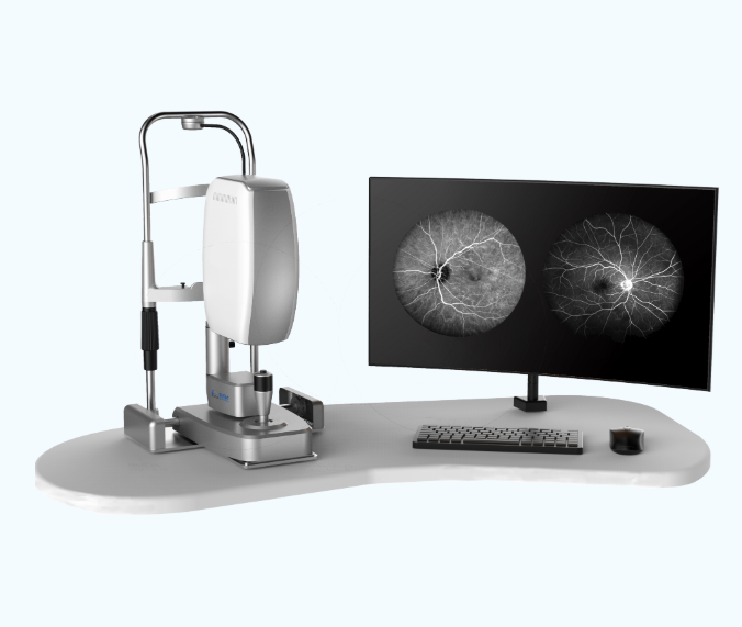 Ultra-wide-angle laser fundus angiography with Fundus Autofluorescence FAF and Fundus Fluorescein and Indocyanine Green Angiography
