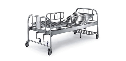 Stainless Steel Two Manual Crank Care Bed-0
