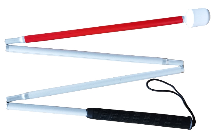 Aluminum alloy 4-fold blind stick with rotating head, no light