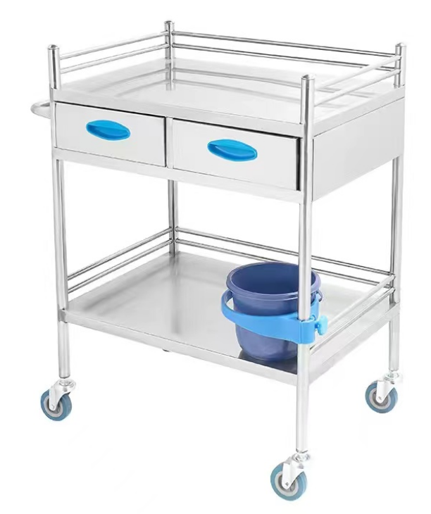 Medical Stainless steel trolley with barrel-0