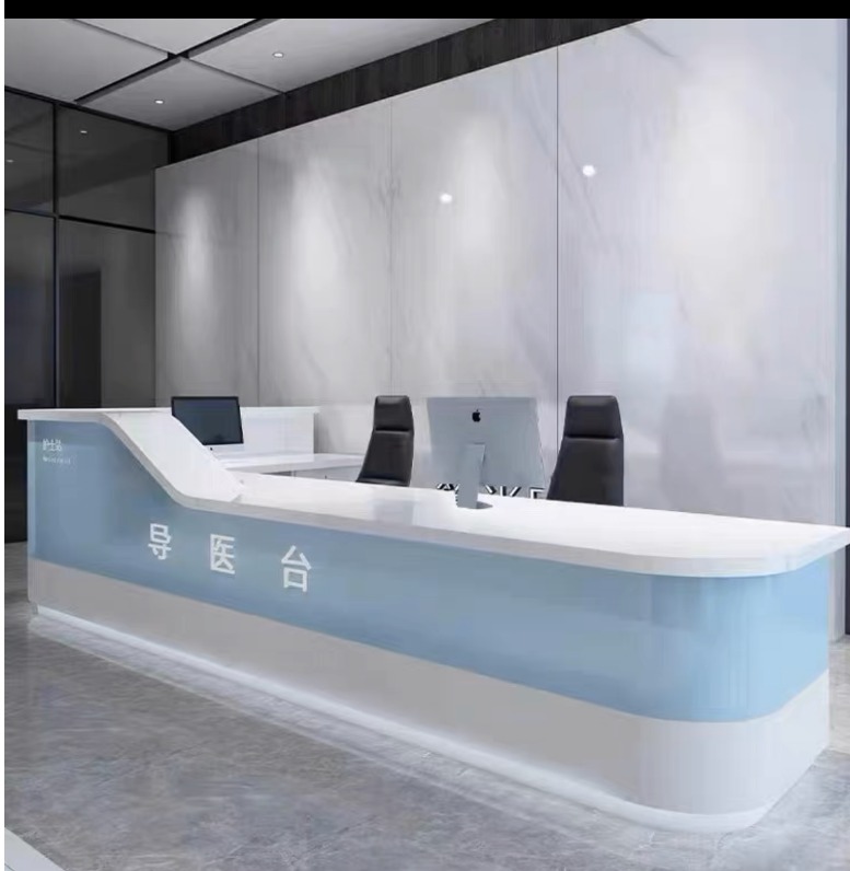 Reception  table 263*60*105/75cm
2 computer ports + 4 pcs of four-layer  cabinets-0