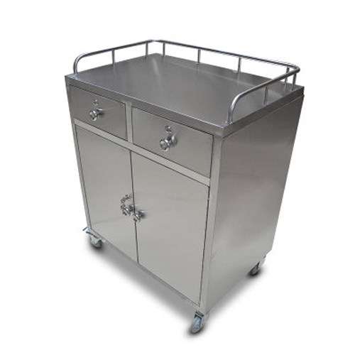 stainless steel Anesthesia medical trolley cart two drawer two doors-0