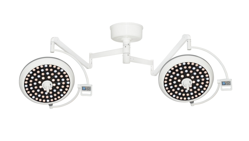 L&aacute;mpara quir&uacute;rgica sin sombras LED doble redonda montada en el techo (control LCD y temperatura de color ajustable)-0