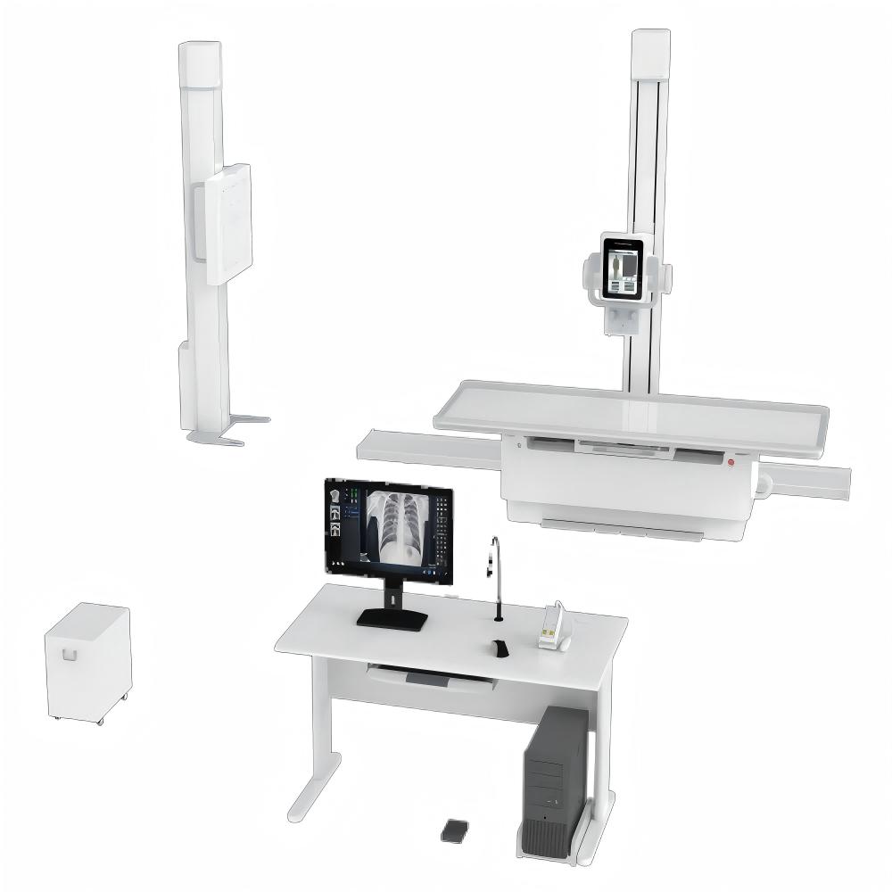 M&aacute;quina de rayos X digital DR de cama plana 6-dimensional de doble columna 85kw 1000mA-0
