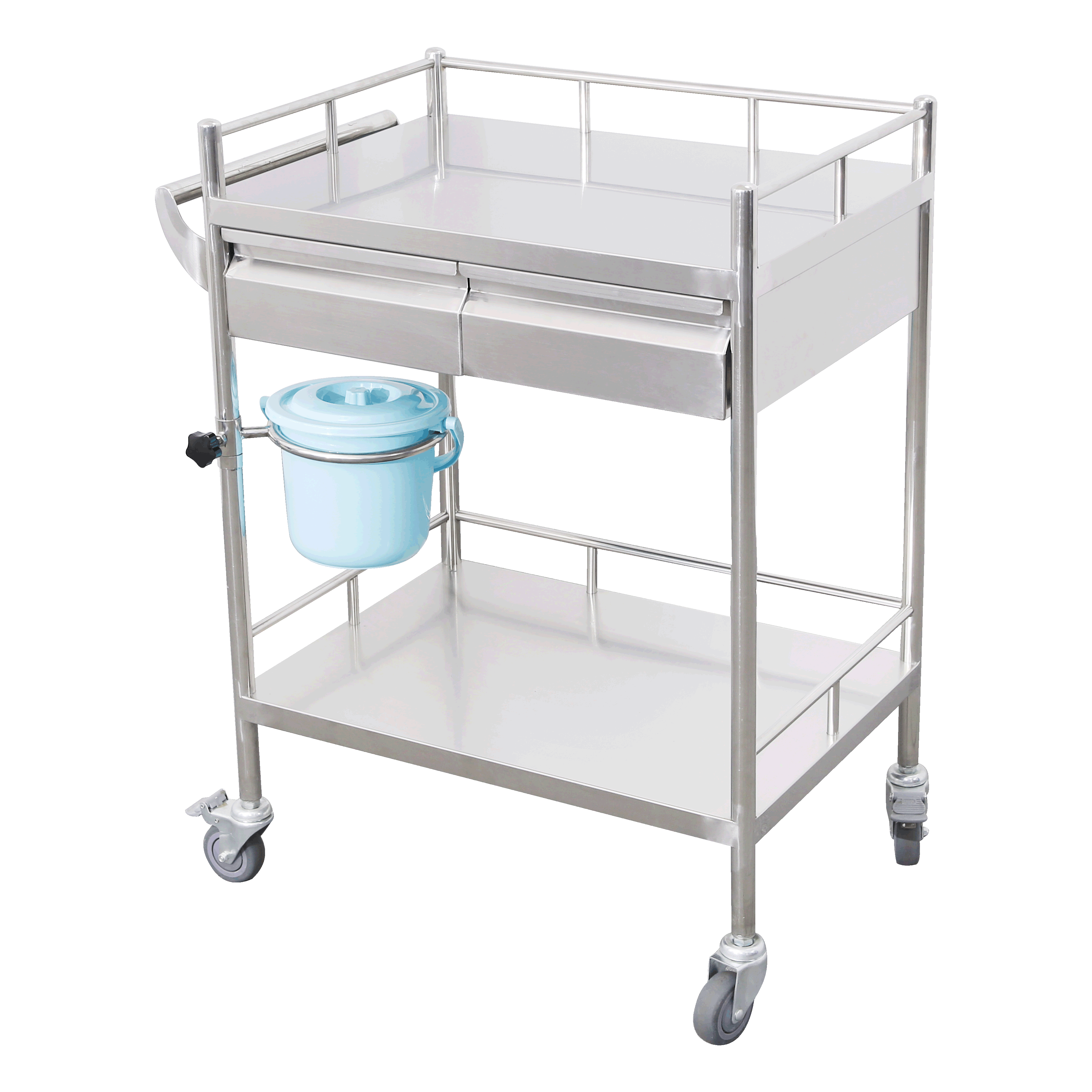 Stainless Steel Double Drawer Treatment Trolley-0