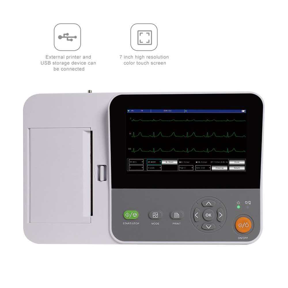 6-channel Electrocardiograph, New Model, Touch Screen, Multi-language Interface Optional-1