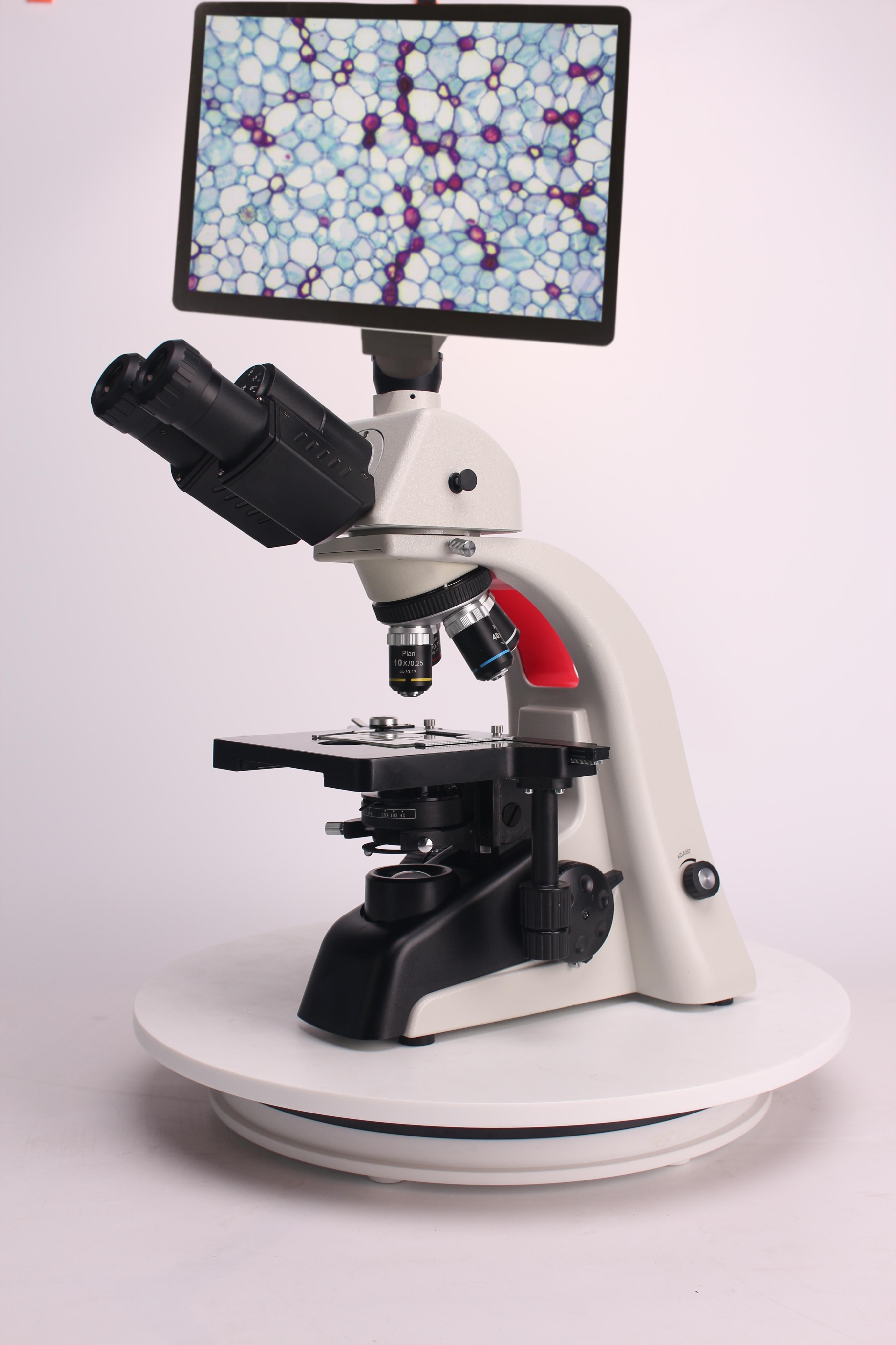 Microscopio trinocular + pantalla t&aacute;ctil de 11,6 pulgadas con memoria integrada-0
