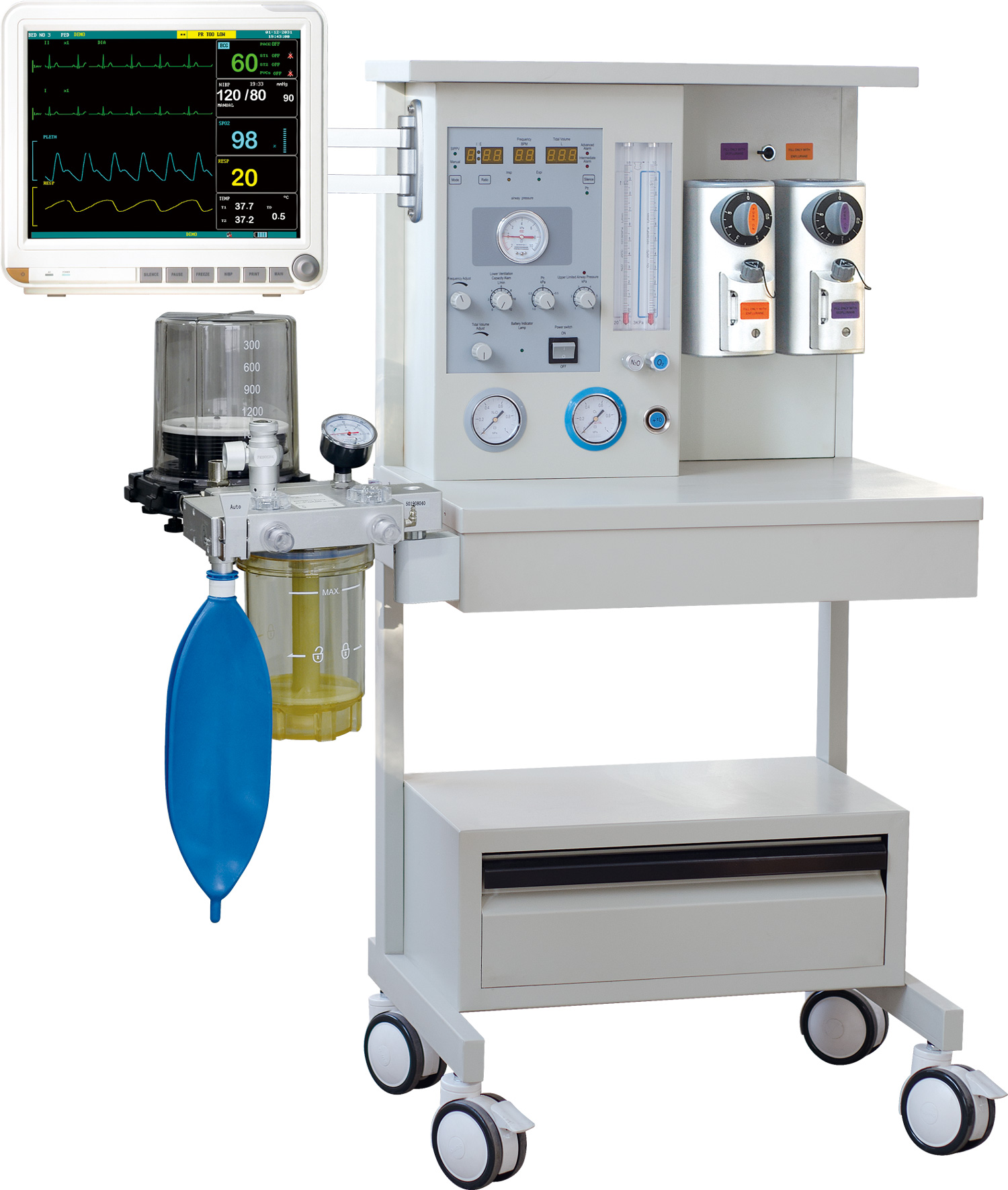 Dual-vaporizer metal-frame anesthesia machine (LED display)-5