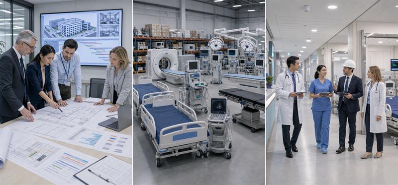 Configuraci&oacute;n hospitalaria llave en mano 2026: gu&iacute;a completa del proyecto desde la planificaci&oacute;n hasta la operaci&oacute;n
