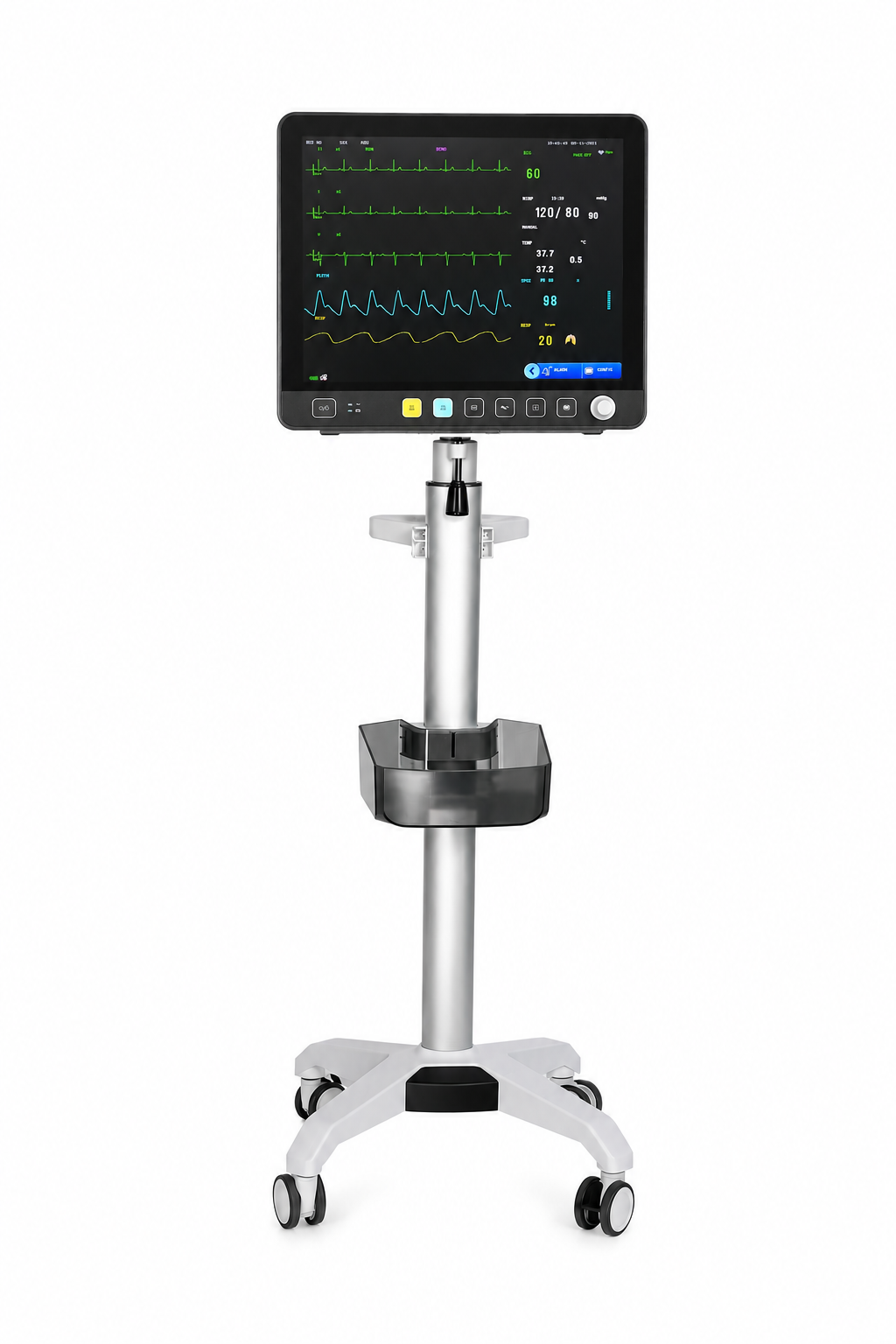 Patient monitor + 15-inch display + trolley + EtCO2 + IBP + thermal printer + central monitoring system-0