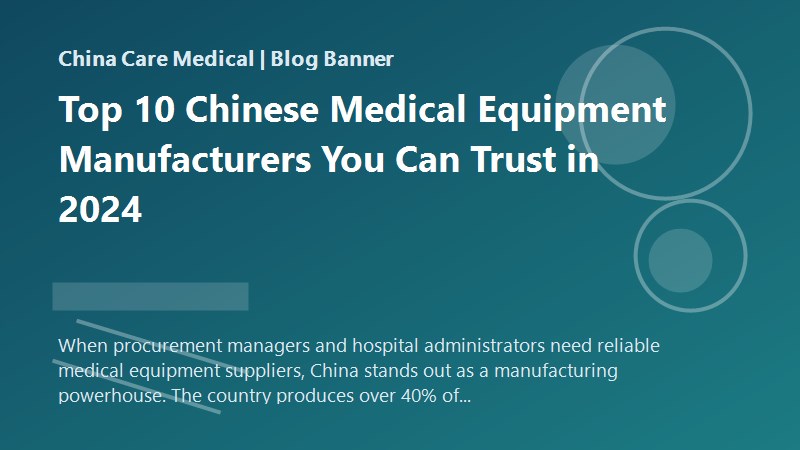 Top 10 Chinese Medical Equipment Manufacturers You Can Trust in 2024