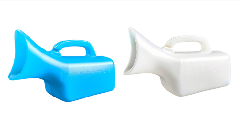 1000ml Blue and White Plastic Urinal with Lid for Women-1