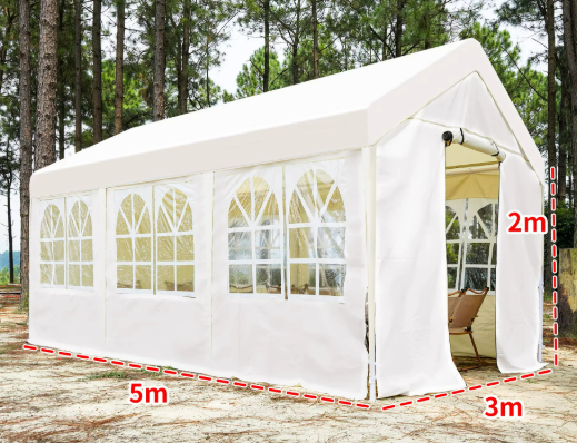 Tent, 5m x 5m + 4 thick windows (off-white)-0