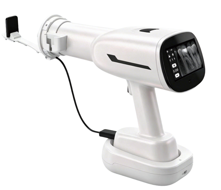 Portable all-in-one dental X-ray system with instant imaging; automatic switching between human and veterinary modes.-0