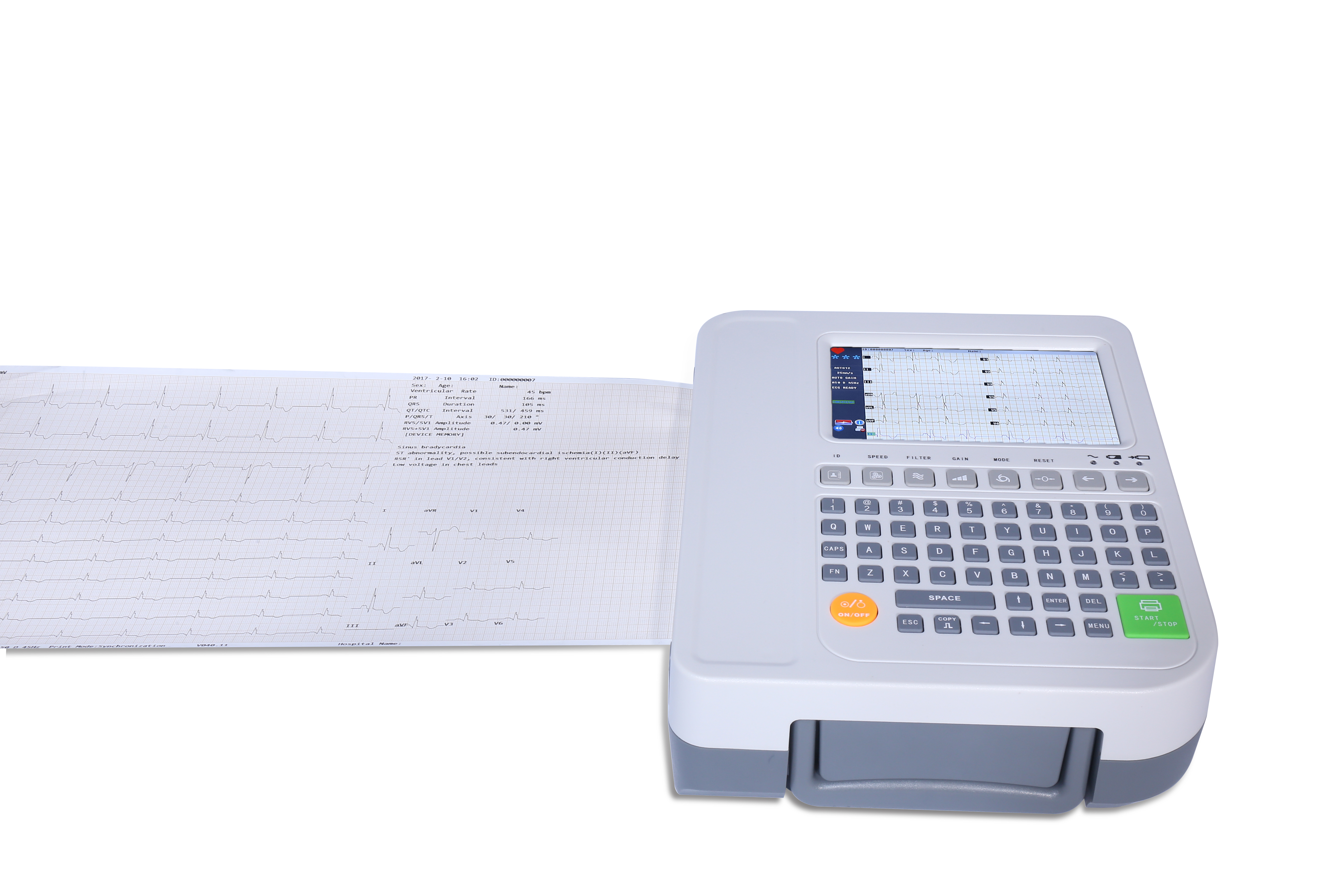 Appareil ECG EKG 12 canaux 12 d&eacute;rivations avec &eacute;cran LCD couleur TFT-6