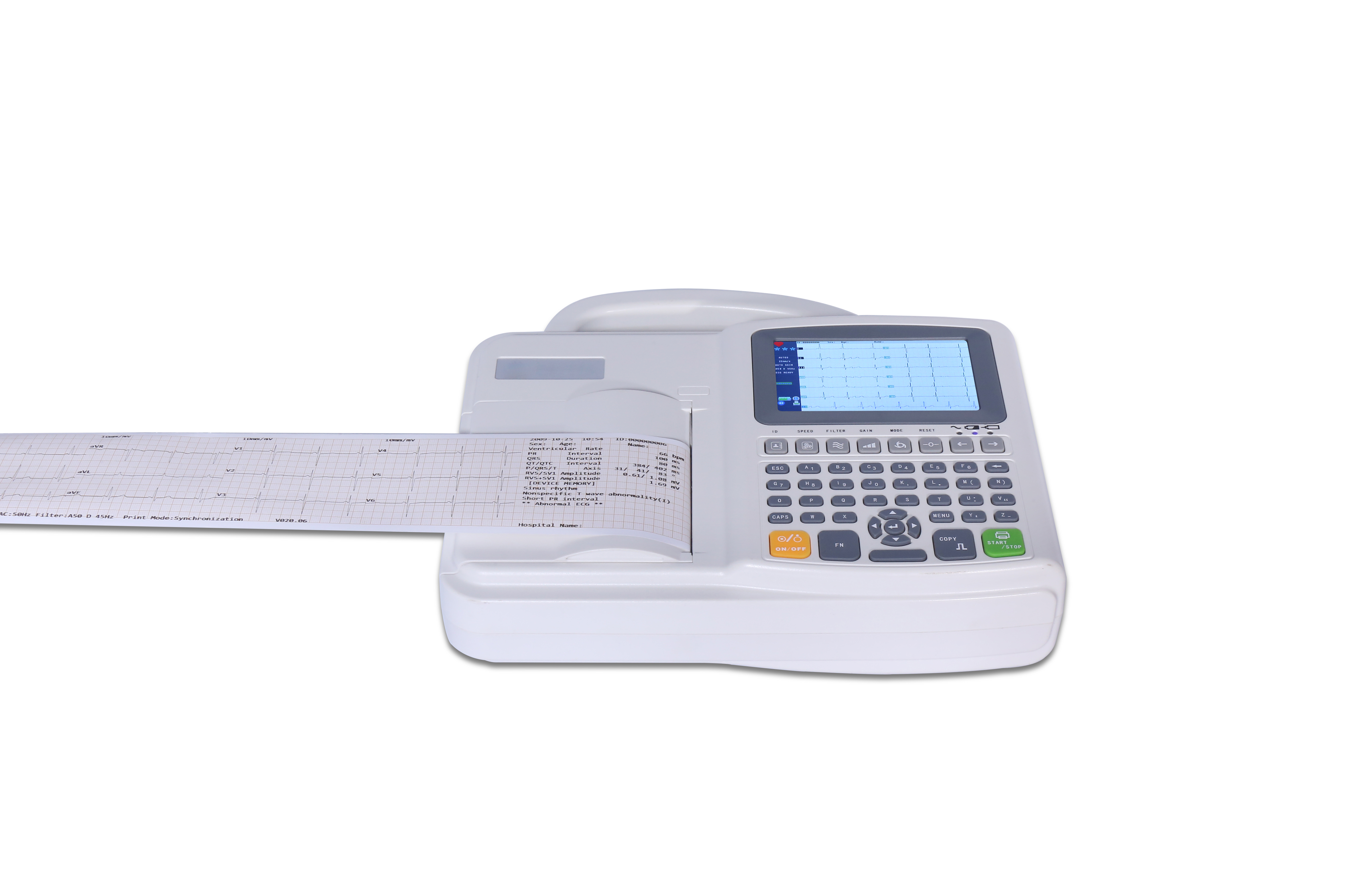 Machine de surveillance ECG/EKG &agrave; &eacute;cran LCD TFT couleur 3 canaux 12 d&eacute;rivations-4