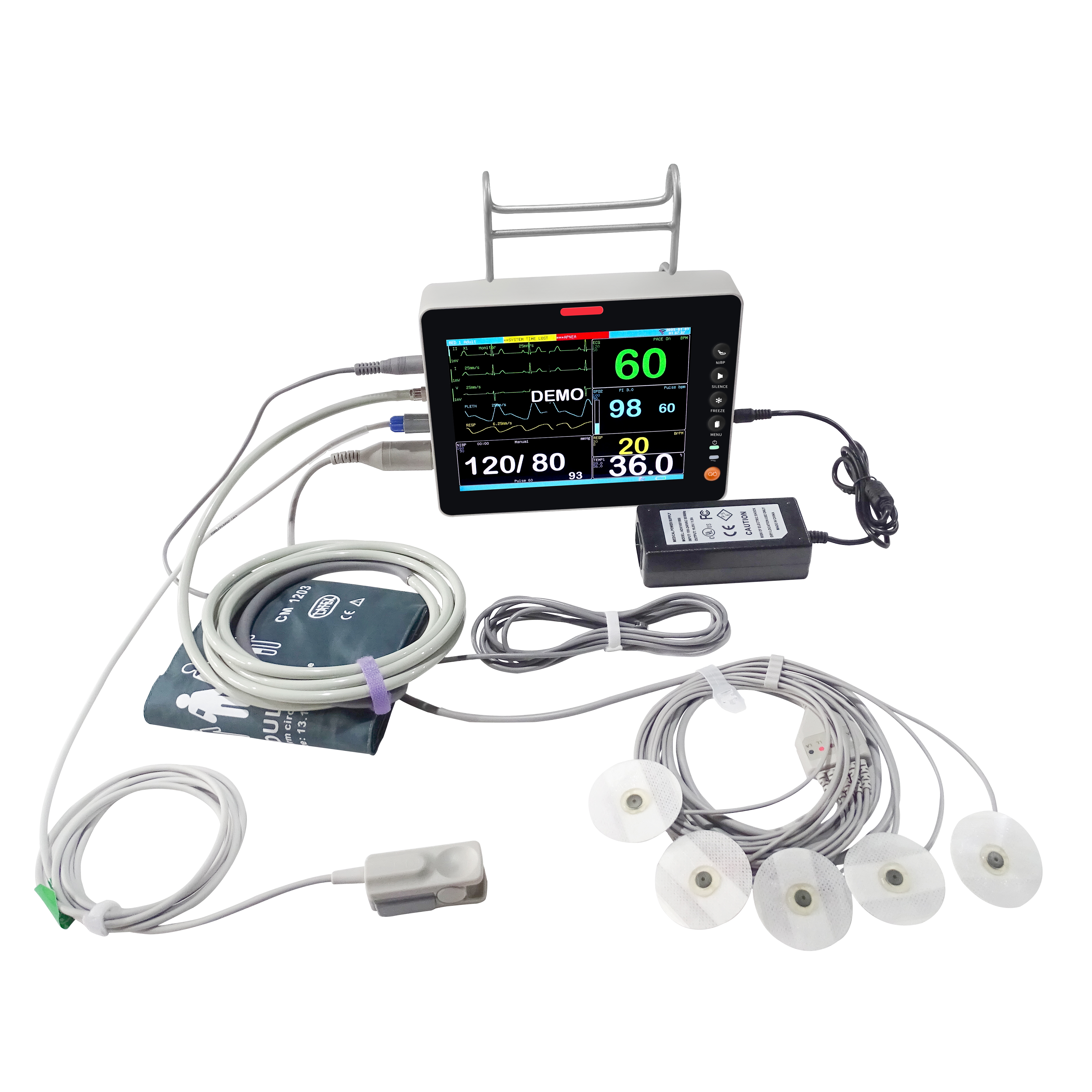 Moniteur de patient &agrave; 6 param&egrave;tres avec &eacute;cran LCD couleur de 8 pouces-5