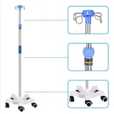 Soporte para goteo intravenoso, 5 ruedas + 4 ganchos, Ajuste de altura: 108-210 cm