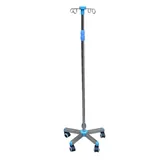Soporte I.V. de acero inoxidable 4 ganchos 5 ruedas