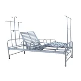 Stainless Steel Manual Nursing Bed with Dual-Crank Adjustment (Includes Mosquito Net Frame)