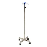 Soporte I.V. de acero inoxidable 3 ganchos 4 ruedas