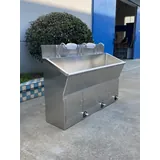 Fregadero para lavado de manos de hospital de acero inoxidable con detecci&oacute;n autom&aacute;tica para tres personas