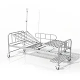 Cama de hospital manual de acero inoxidable con doble manivela