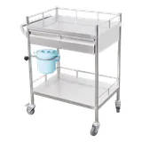 Stainless Steel Double Drawer Treatment Trolley