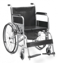 Chrome manual Commode wheelChair with soft cushion