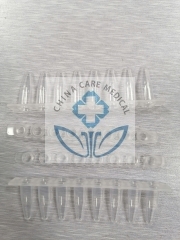 0.2 ml 8-PCR tube strip, with flat optical cap ,Color clear, 100 pcs/Box